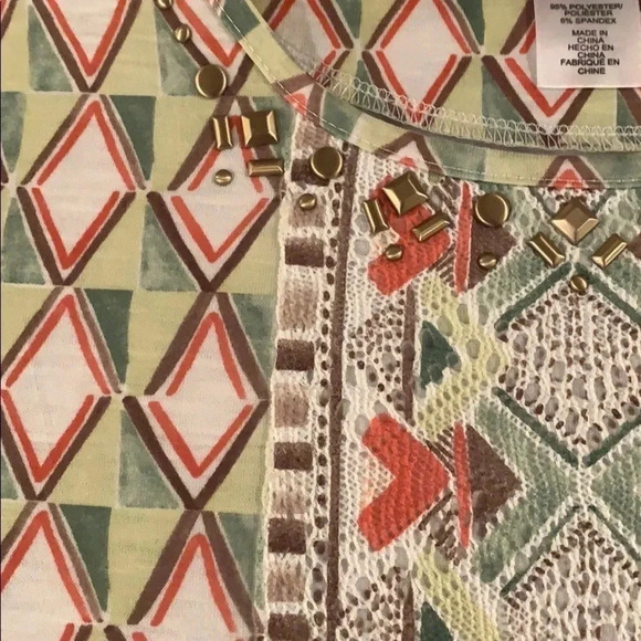 Alfred Dunner Parrot Cay Geometric-Print Top Petite XL New - Picture 10 of 13